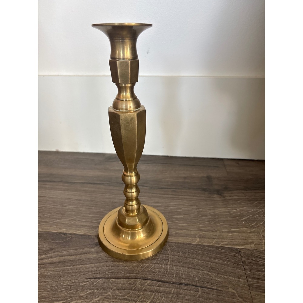 Vintage‎ Antique Brass Candlestick Holder Made in Japan Ornate Octagonal Stem